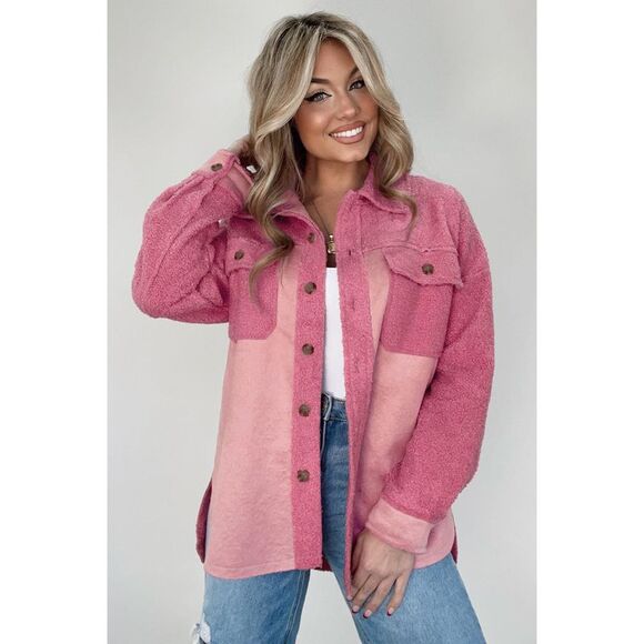 Azura Exchange  Colorblock Sherpa Shacket with Flap Pockets - Picture 5 of 8